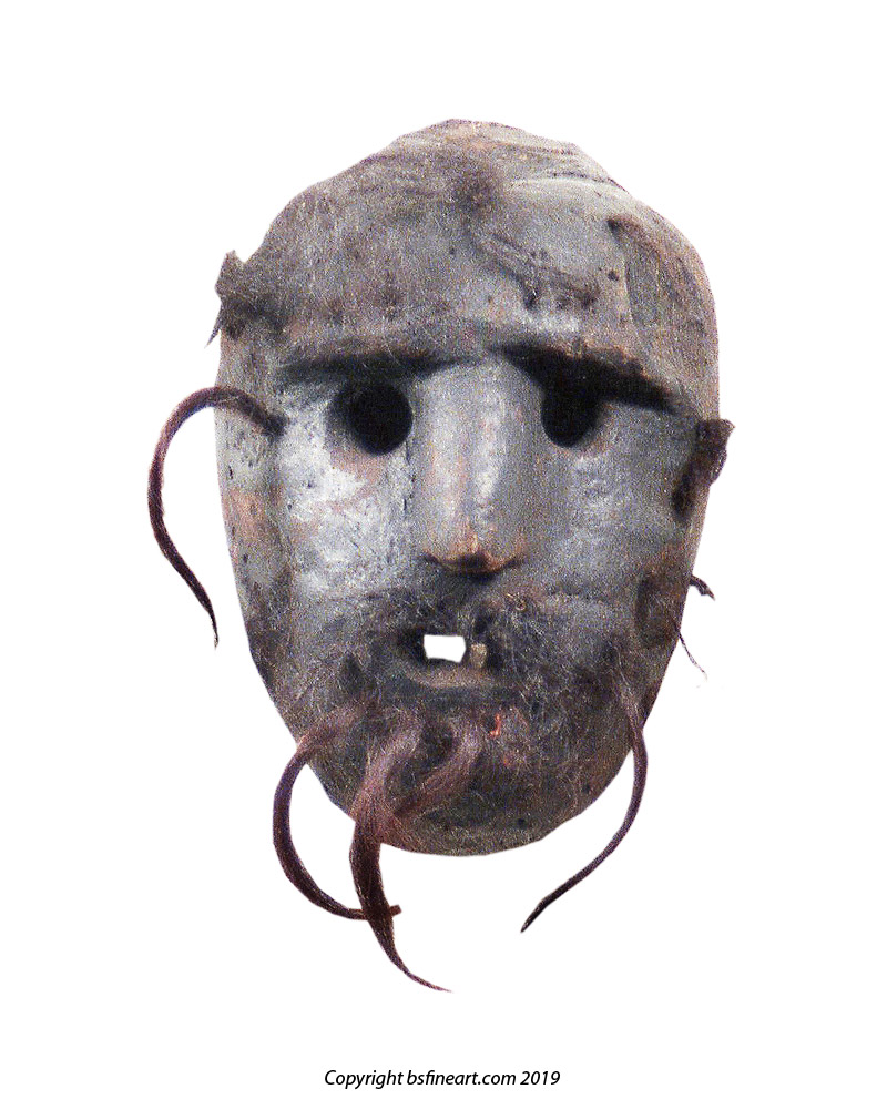 Horific Timor mask with hair and human teeth